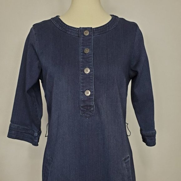 Red Jeans NYC Graphic Denim Jean Shift Dress Size S - Picture 3 of 13